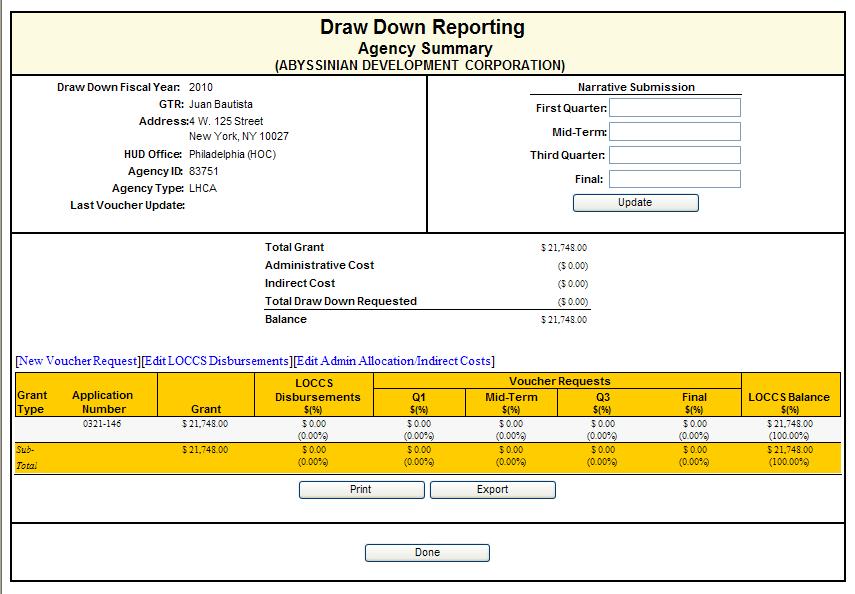 Reporting Agency Summary. Figure 334.B. PM Export: Draw Down Reporting Agency Summary 8.