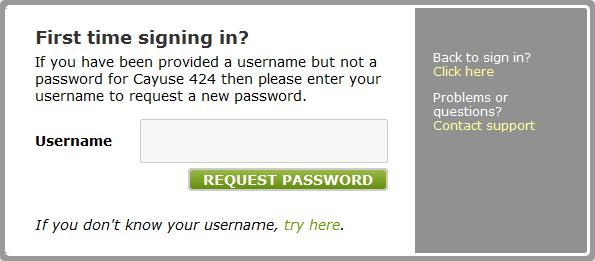 Requesting a Password On the following