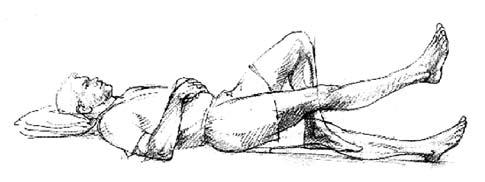 Straight Leg Raise Lie on your back with your non-operated knee bent and foot flat on the bed.