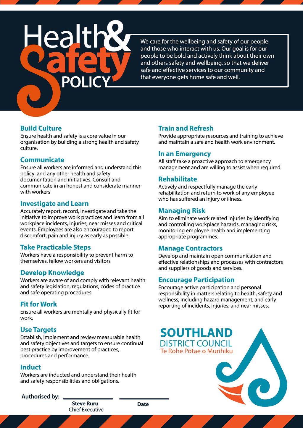 12. Southland District Council s Health and Safety Policy