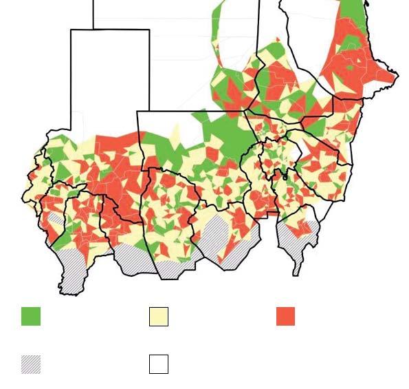 Figure 4: Wasting severe (MUAC) Upcoming events SUDAN No alert Watch Emergency Inaccessible areas Class boundaries are 1% and 3%.
