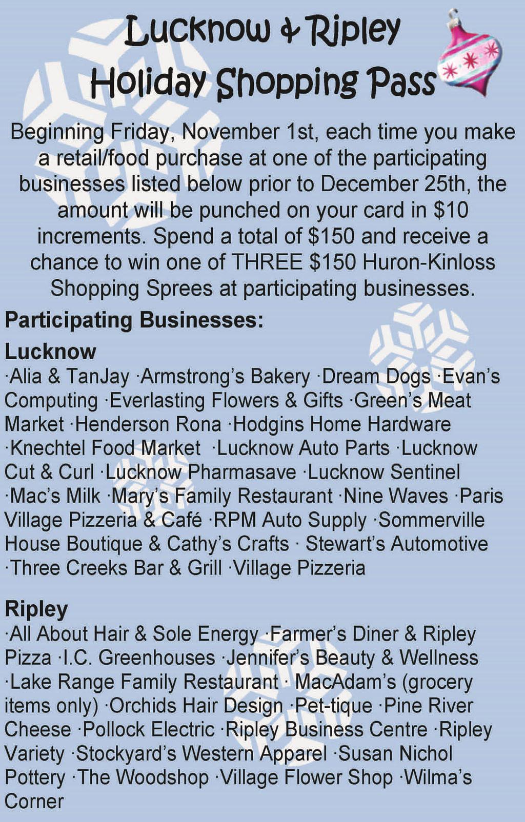 PAGE 2 2014 Huron-Kinloss Discovery Guide As we prepare next year s publication, we ask that all business owners check their business s information on our online Business Directory.