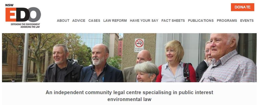 Free initial legal advice, website, fact sheets and updates Free Environmental Law Line Monday-Friday 1800 626 239