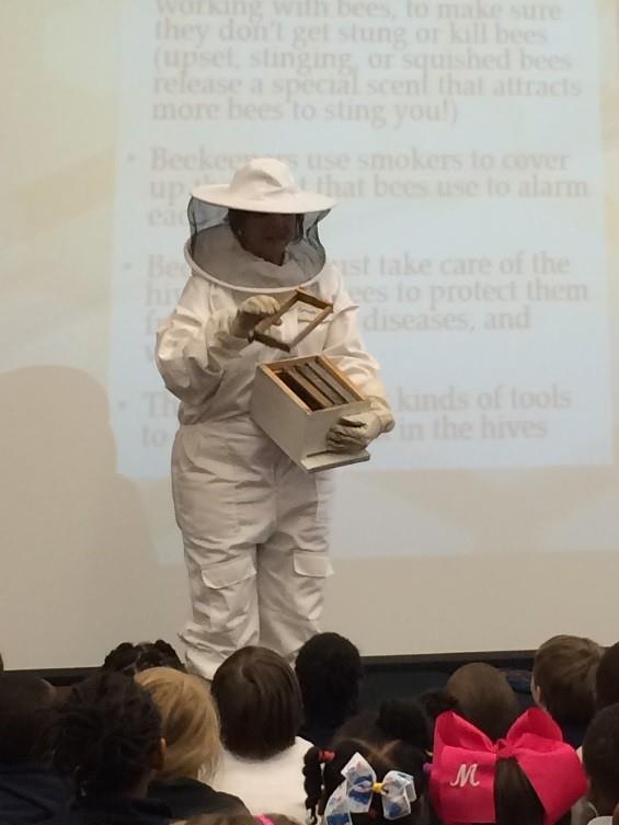 learning about insects. A highlight of the unit on insects was a visit from Beekeeper Mrs.