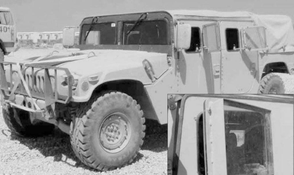 Appendix X Up-Armored High-Mobility Multi-Purpose Wheeled Vehicle and Add-on-Armor Kit Figure 26: Add-on-Armor Kit Mounted on HMMWV Source: DOD.