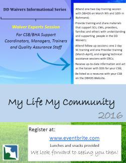 16 My Life, My Community Waiver Experts Page 16 17 My Life, My Community