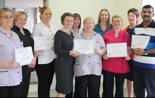 UL Hospitals Group Annual Review 2016 Below Catering staff receiving their certificate following completion of Nutrition Programme for catering staff developed by the Department of Clinical Nutrition