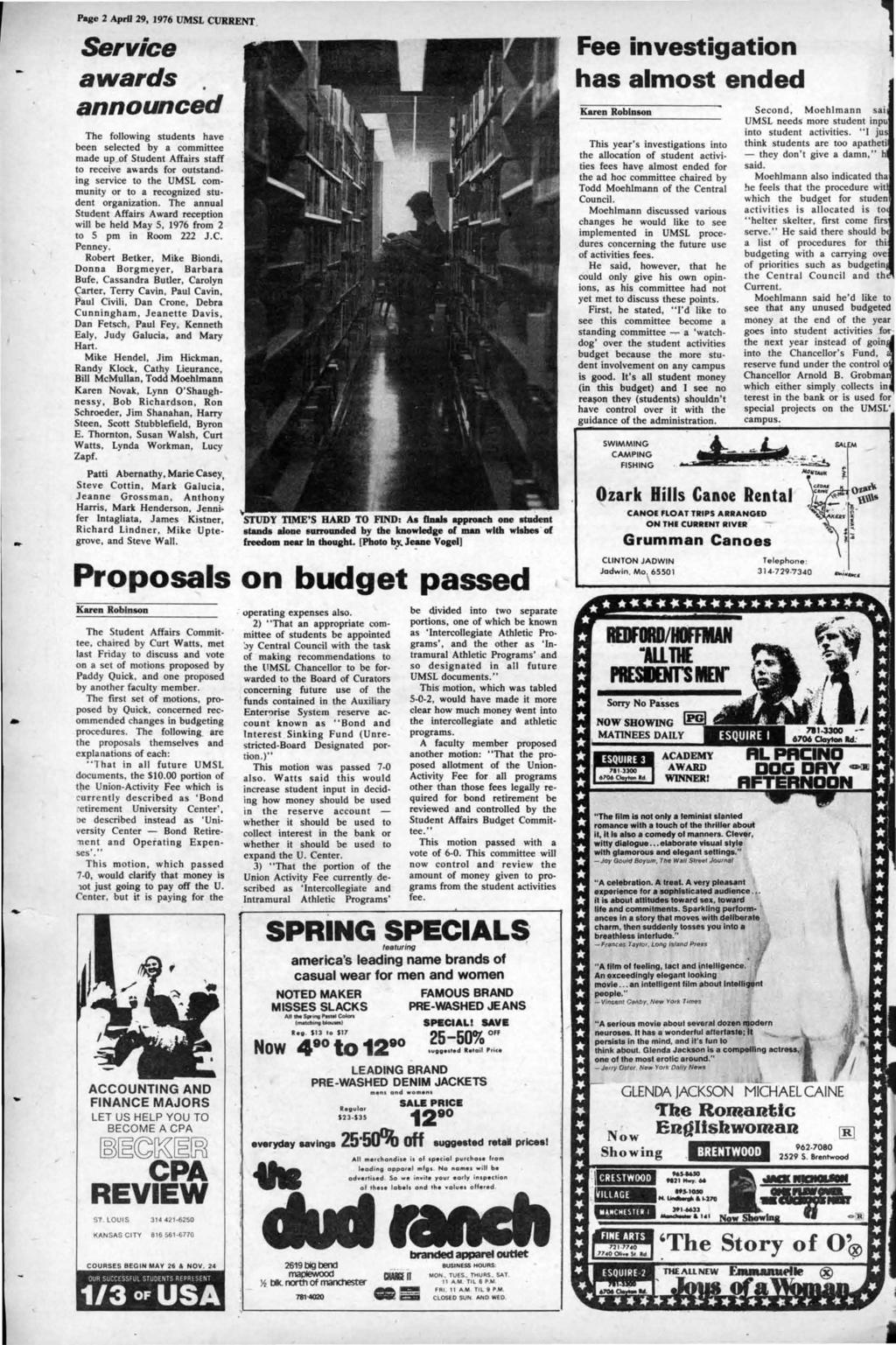 - Page 2 AprfJ 29, 1976 UMSL CURRENT.