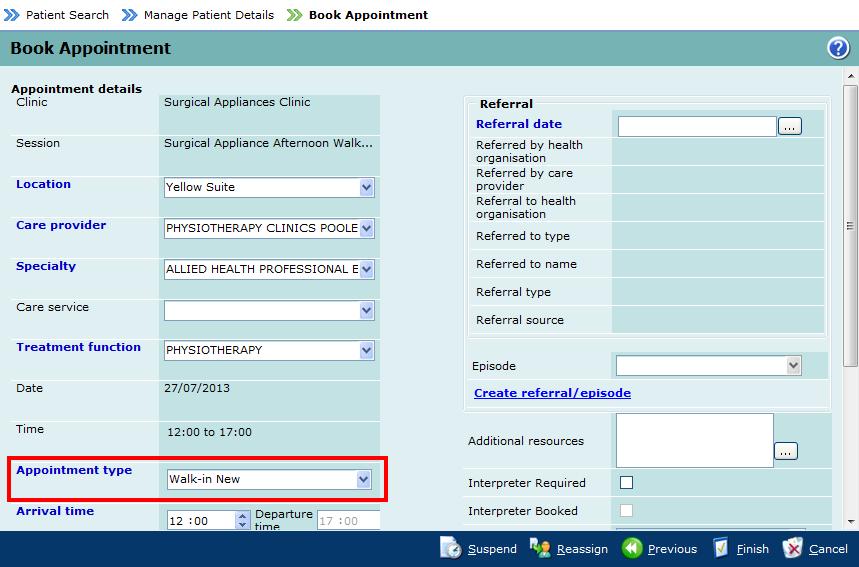 Clicking one of the links will open the relevant part of a patient s record and allow the user to change details.