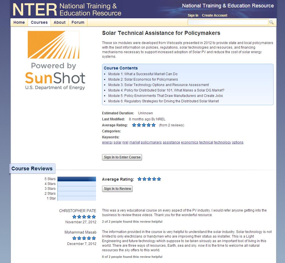 Types of TA Available: Education Webinar Series o Solar 101 o Solar Hot Topics o Tools
