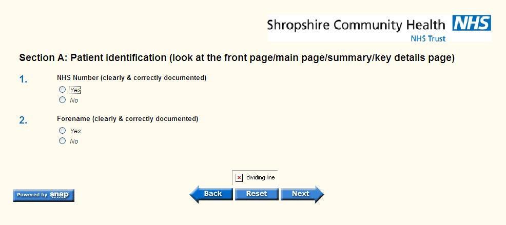 Appendix 3: Snap Online Instructions To complete the Clinical Record Keeping audit using the SNAP online tool click on the link provided: http://www.shropscommunityhealth.nhs.
