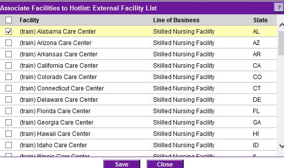 For External Facilities to show only in specific organization facilities, utilize the facilities link