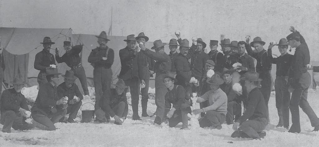 NEWS Photo courtesy of the Rhode Island Secretary of State historical archives Soldiers with the 1st Rhode Island U.S. Volunteer Infantry at Camp Fornance make snowballs following an 1899 blizzard in Columbia, S.