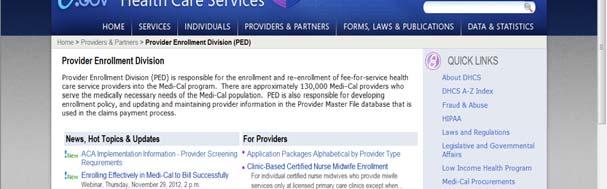asp Provider Enrollment web page: http://www.dhcs.ca.