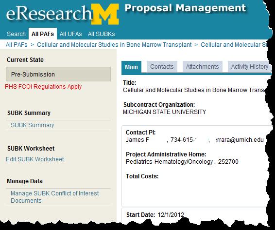 Proposal Management PI & Project Team Enter a Subcontract in erpm Step-By-Step Procedure STATE DESCRIPTION EDITABLE?