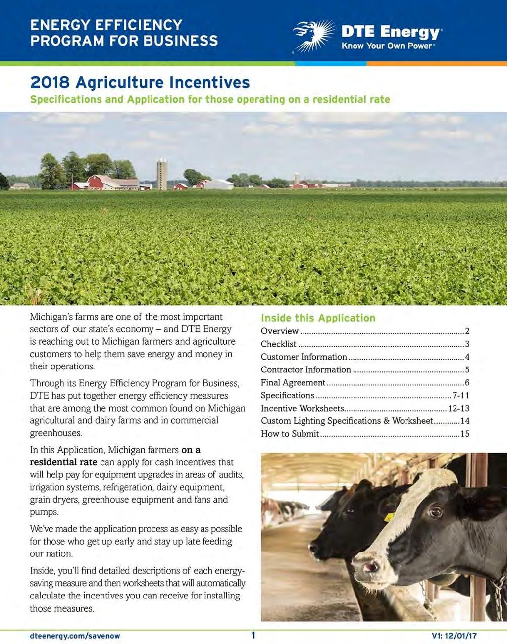 2018 Catalog & Applications 2018 Agriculture Program C&I