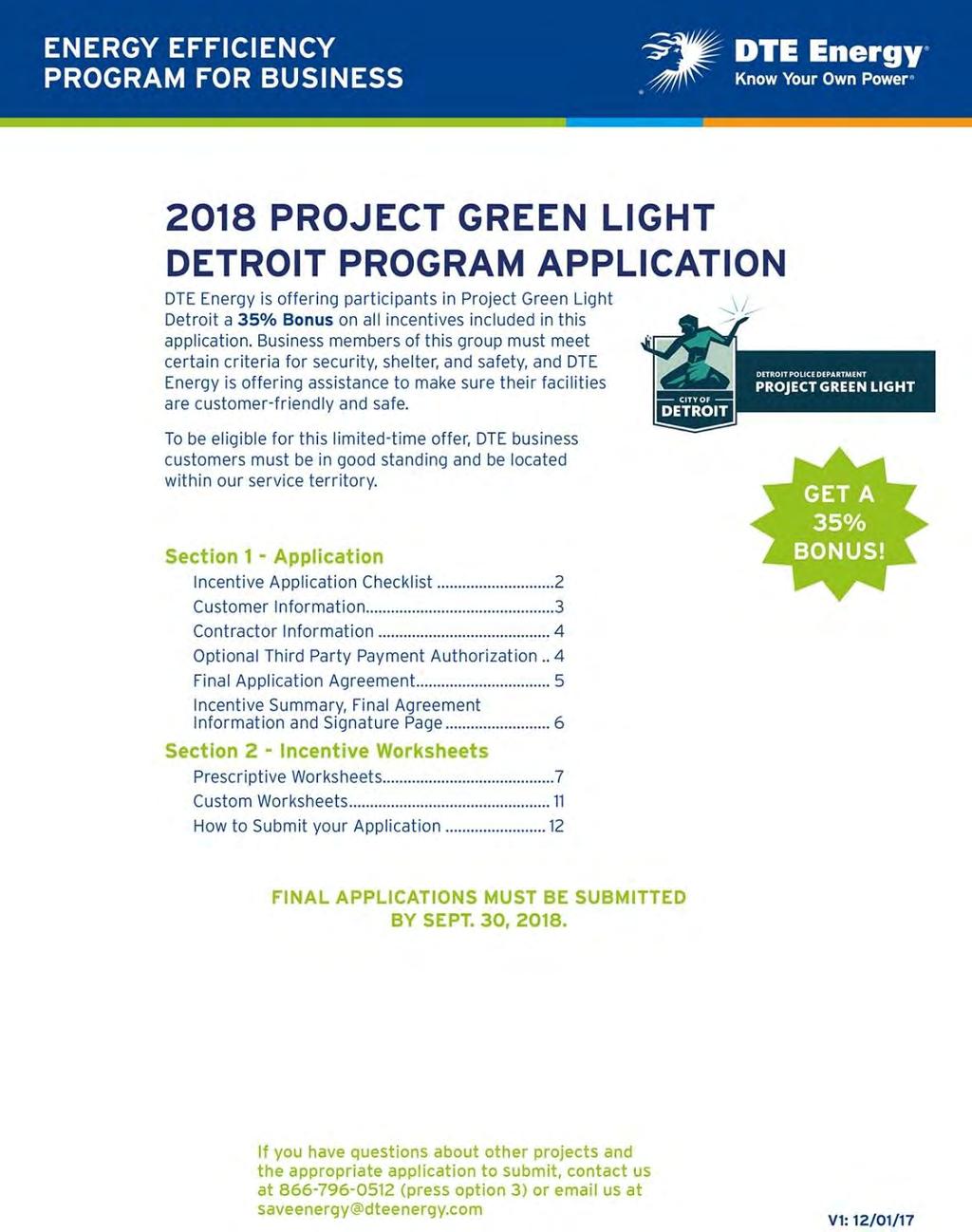 Special Programs 2018 Project Green Light Collaboration with Detroit Download the Application