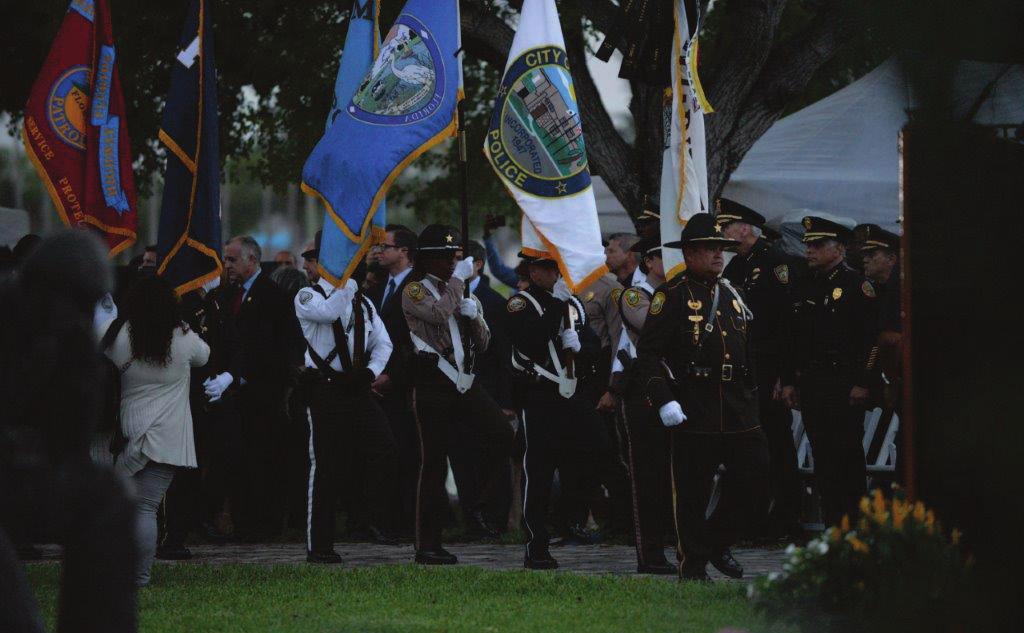 A Night of Recollection... A combined Honor Guard carries out The Presentation of Colors during the 37th Annual Miami-Dade Law Enforcement Officers Memorial Ceremony at Tropical Park.