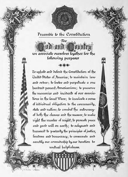 Preamble of the Constitution of The American Legion SCHEDULE 1:00 p.m. Registration Gill Gym SUNDAY, JUNE 17, 2018 4:00 p.m. Assembly for instructions, rules, regulations, introductions Director Russell W.