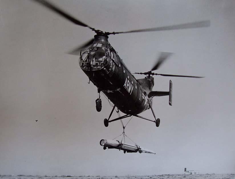 Figure 15 Captain Jack Gerber, 30th Artillery Group, transports a Nike Ajax missile at Crissy Field with a H-21 Helicopter in the late 1950s.