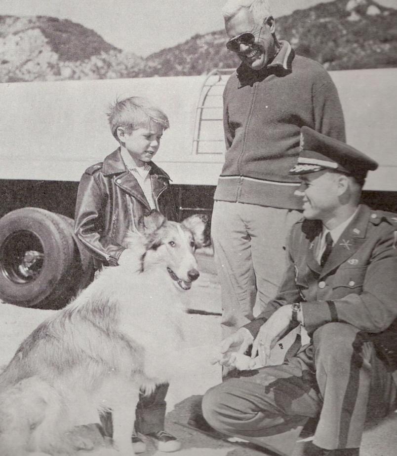 Figure 22 Colonel Robert Brewer, Deputy Commander of the 47 th Artillery Brigade in Los Angeles, breaks the news to Lassie that, despite her remarkable television accomplishments, she is not