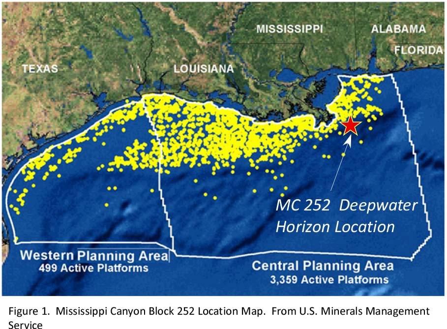 Accident Location The Deepwater Horizon was finishing work on an exploration well named Macondo, in an area called