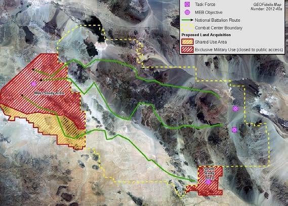 Alternative 6 Partial West/South 167,971 acres: 146,667 acres west/21,304 acres south Maneuver would start from the east on the current MCAGCC base and the south study area, and the MEB battalions
