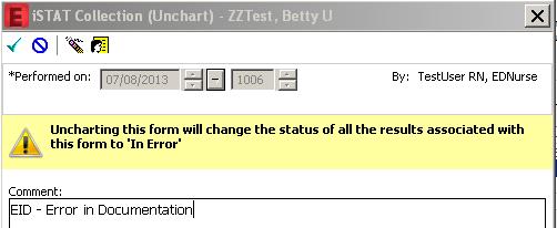 ) Right Click the Task and select Unchart (or select Unchart from the Task List Toolbar). The Unchart window will appear. You must insert a comment regarding why you are uncharting the current task.