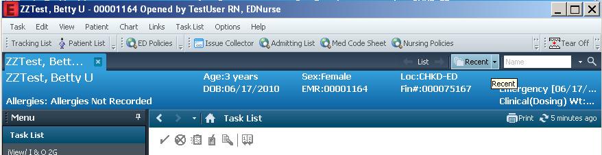 Accessing the emar When you have successfully logged into your application, you can access the emar from the patient s chart.