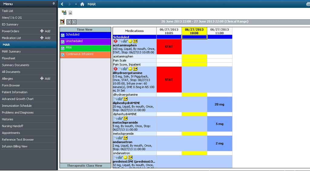 MAR Chart Tab The MAR (also referred to as the emar) is available as a chart tab within the patient s chart. To open the MAR, simply click on the MAR tab.