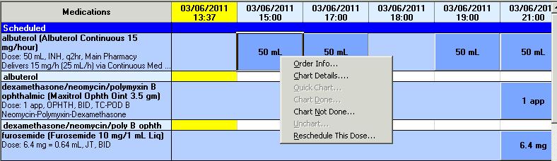 All required sections will be highlighted in yellow. If a medication is given for pain, indicate the pain scale used and the pain score.