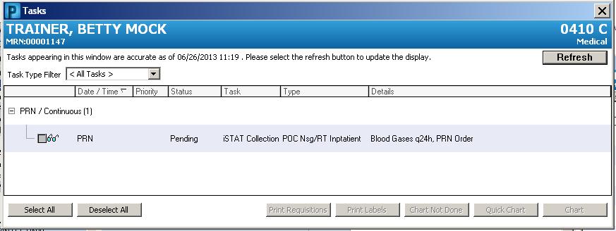 Change I/O Total Start Time -- Allows you to change the I/O start time and date from the defaulted time. Views PRN and Continuous Task.