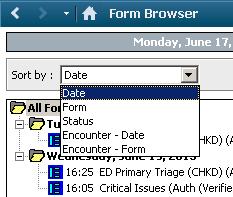 Form Browser Information or results entered during the charting process for the patient are available on the patient s chart.