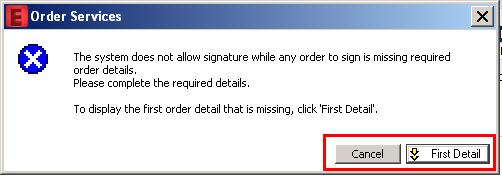 The detail window for your order opens. The Reason for Exam has an asterisk and is bold indicating it is a required field. The field itself is yellow, another indication this field is required.