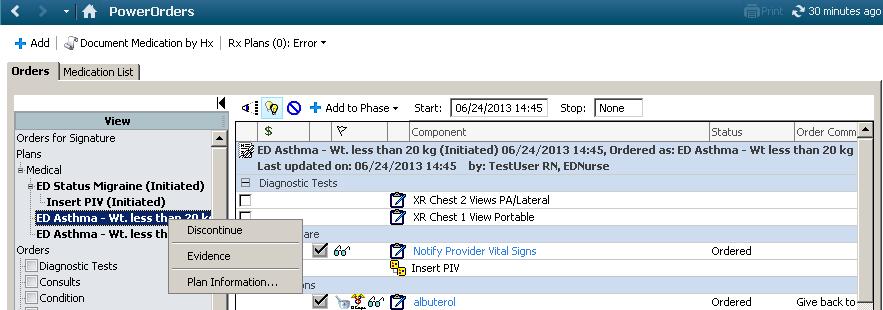 Right Click Functions for PowerPlans Additional functionality is available for PowerPlans in the Navigator section of PowerOrders.