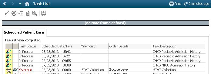 Task-at-a-Glance Bar The TAG (Task-at-a-Glance) bar is the first untitled column in the Single Patient Task List.