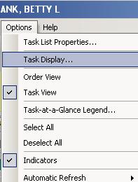 Task Display Filter The Task Display provides a means to filter the tasks by their status. The system always displays tasks in an Overdue status.