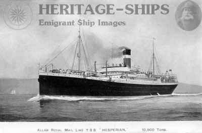 In 1912, William emigrated to Canada in steerage aboard the RMS (Royal Mail Ship or Steamship) Hesperian. 11 Three years after William s transatlantic voyage, at 8.