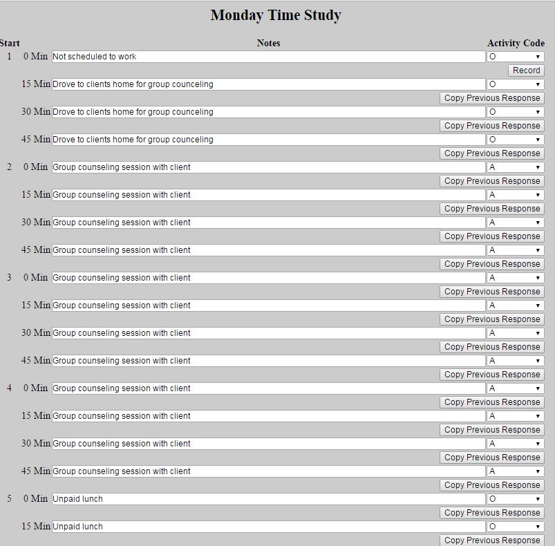 Correct Time Study Example If you are doing an activity for a period of time, you can use the