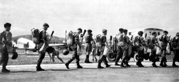 Men of 22 SAS move out for Operation 'Termite' - the largest parachute operation by the SAS during the Emergency, 8 July 1954.