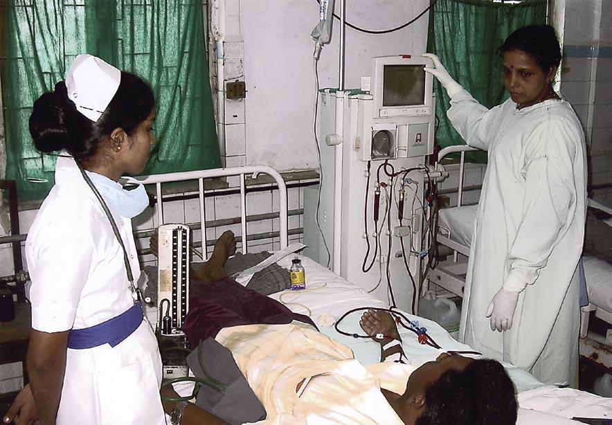 Individual grants A patient undergoing dialysis at the Hindusabha Hospital, Mumbai, which has an institutional link with the Trust.