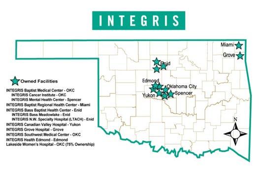 INTEGRIS Health INTEGRIS Health is the state s largest Oklahoma-owned health care corporation One of the state s largest private employers (about 9,500