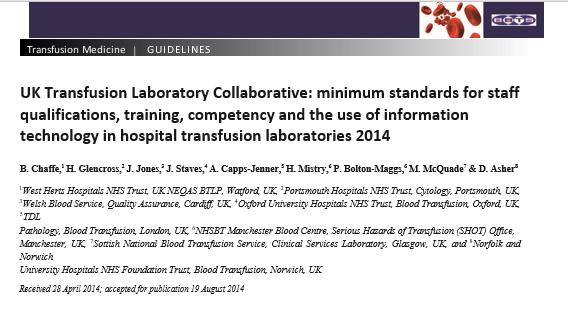 Introduction UK transfusion laboratory collaborative