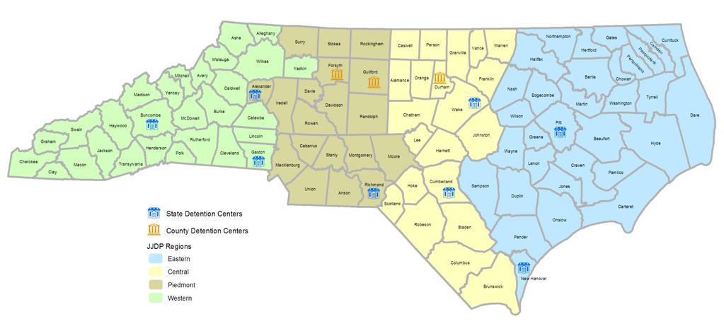 Detention Center Services Map of State and County