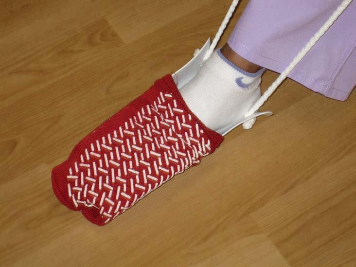 The long shoe horn will assist you in getting your foot into the shoe.