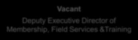 MEMBERSHIP, DATABASE OPERATIONS, FIELD SERVICES & TRAINING Vacant Deputy Executive Director of Membership, Field Services
