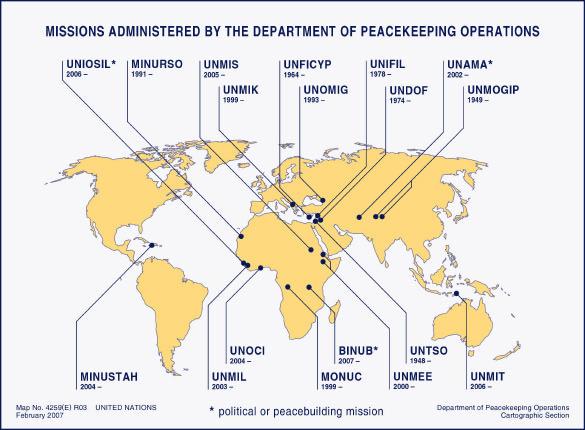 BACKGROUND NOTE: 31 MARCH 2007 Peacekeeping operations since 1948....61 61 Current peacekeeping operations...16 15 Current peace operations directed and supported by the Dept.