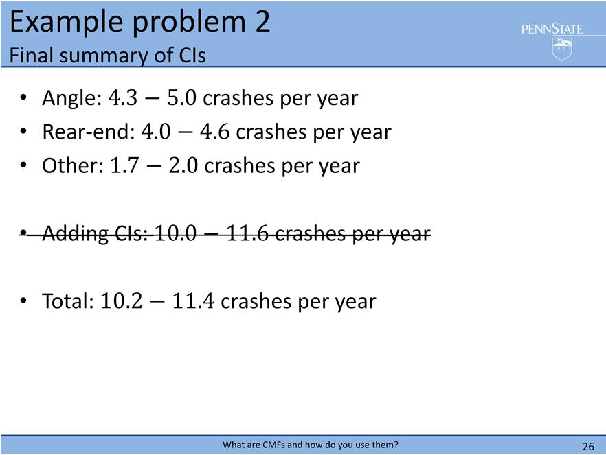 Let s take a look at the results for the individual crash types and the total number of crashes.
