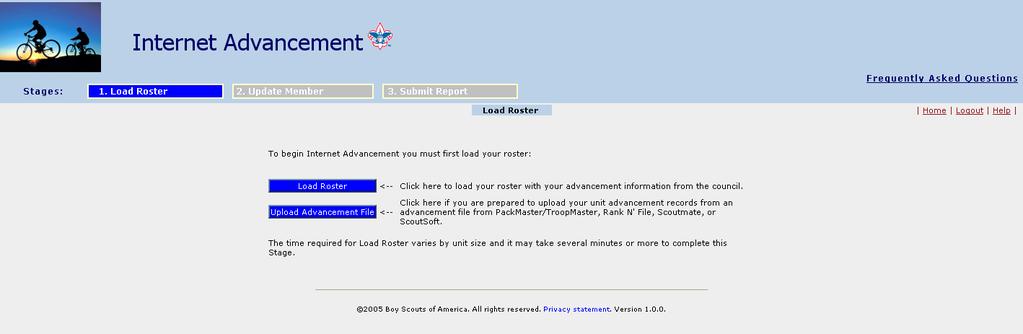 Step 2 (b): Load Roster Load Roster offers two options to unit processors: Load the unit roster from council