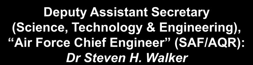 SAF/AQR Deputy Assistant Secretary (Science, Technology & Engineering), Air Force Chief Engineer (SAF/AQR): Dr Steven H.